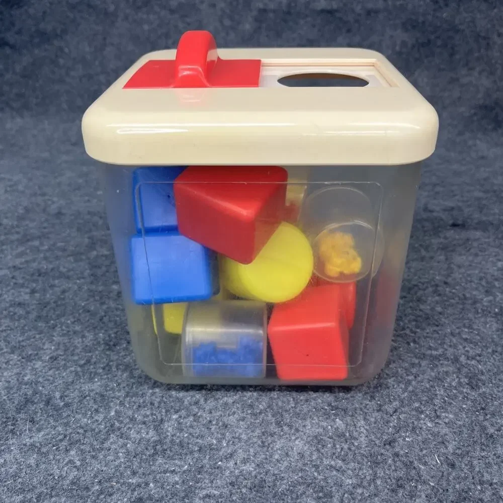 Vintage 1994 Play-Tech Shape Sorter Bucket Sensory Rattle Blocks Toy 15 Pcs READ